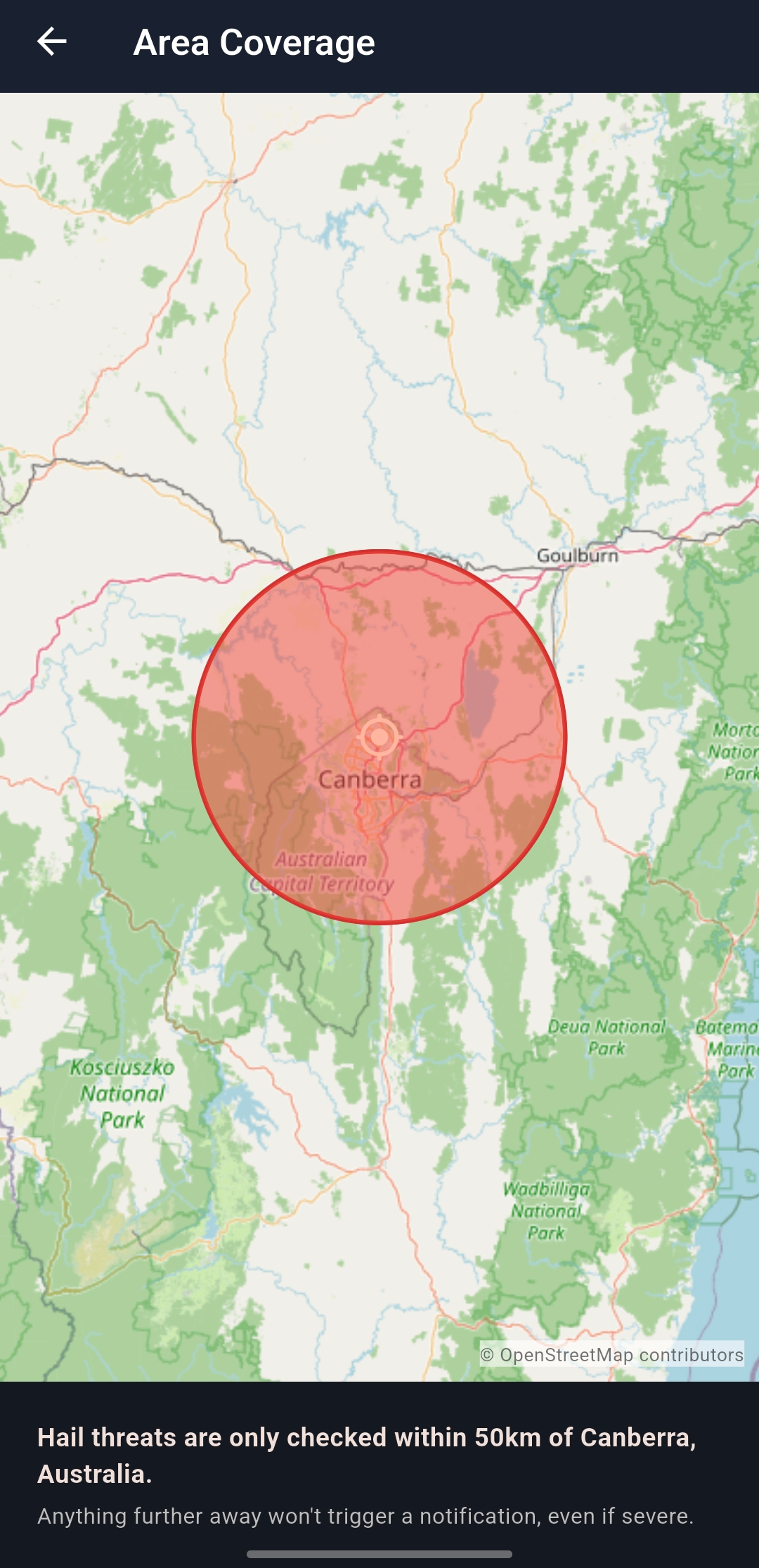 Threat area on the map